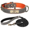 Personalized PU Leather Dog Collar Set