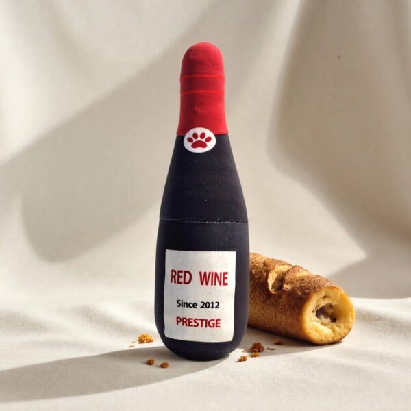 Plush Wine Bottle Chew Toy for Pets