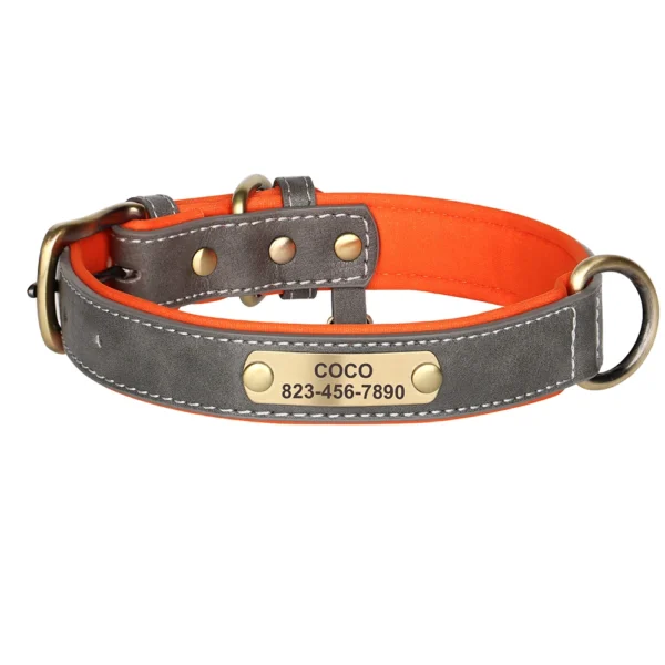 Personalized PU Leather Dog Collar Set